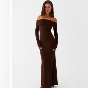Peppermayo Cocoa Long Sleeve Maxi Dress - Chocolate